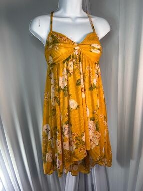 FREE PEOPLE BOHO MIRAGE TUNIC MUSTARD TANK TOP S